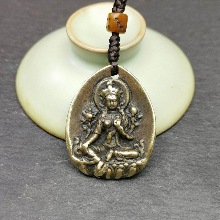 Buddhist Amulet,Green Tara Pendant,Jetsun Dolma - Tibetan Buddhist amulet, view 4