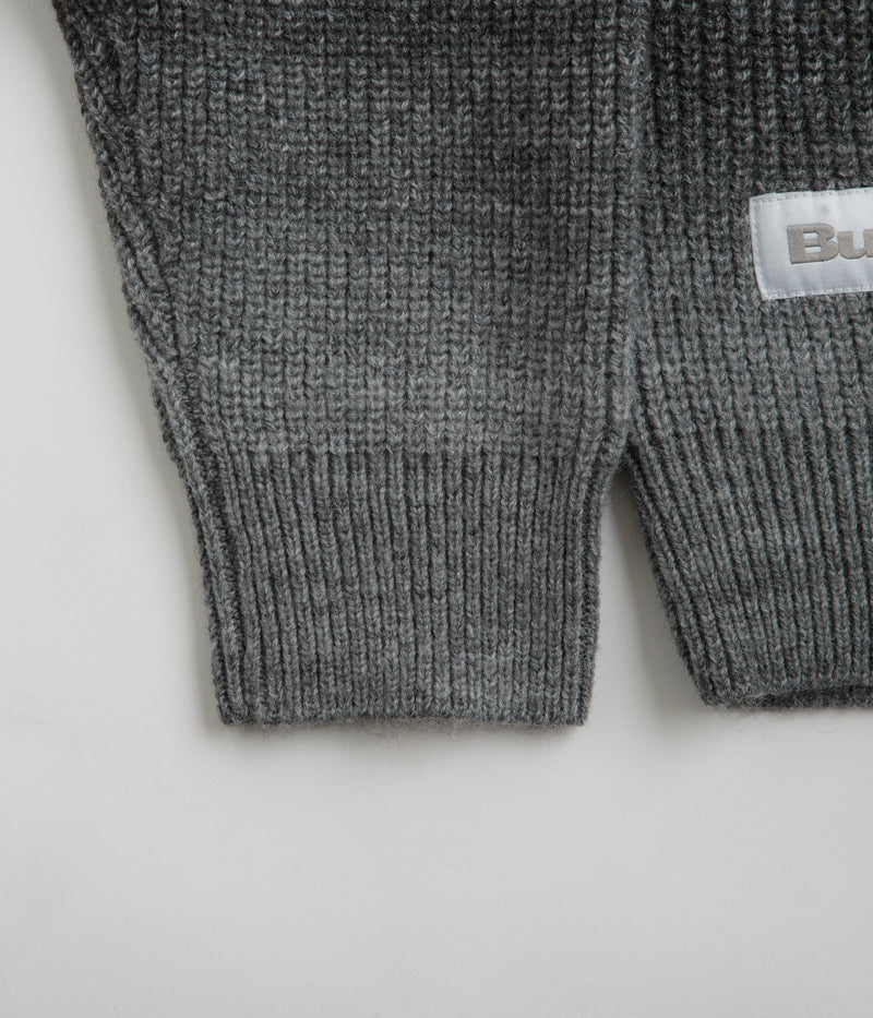 Butter Goods Beams 1/4 Zip Knit Polo Sweatshirt in Charcoal