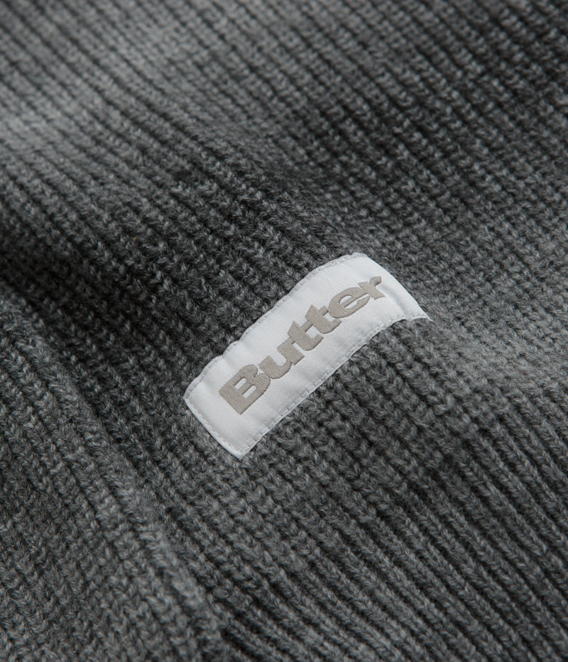 Butter Goods Beams 1/4 Zip Knit Polo Sweatshirt in Charcoal
