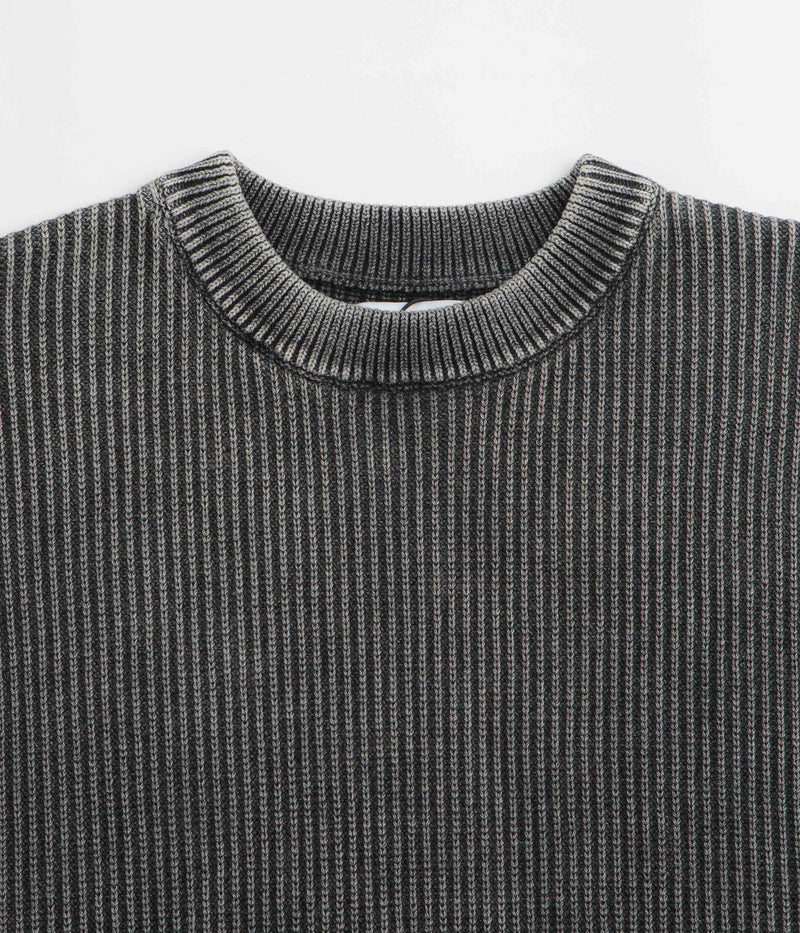 Butter Goods Bleach Knit Crewneck Sweatshirt in Black