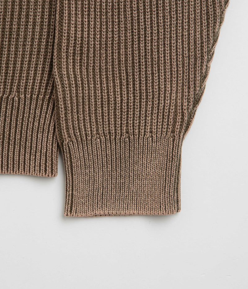 Butter Goods Bleach Knit Crewneck Sweatshirt in Brown