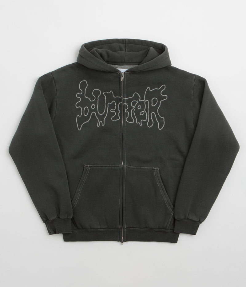 Butter Goods Blotch Zip-Thru Hoodie in Washed Black