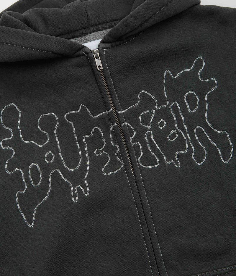 Butter Goods Blotch Zip-Thru Hoodie in Washed Black