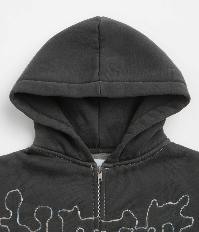 Butter Goods Blotch Zip-Thru Hoodie in Washed Black