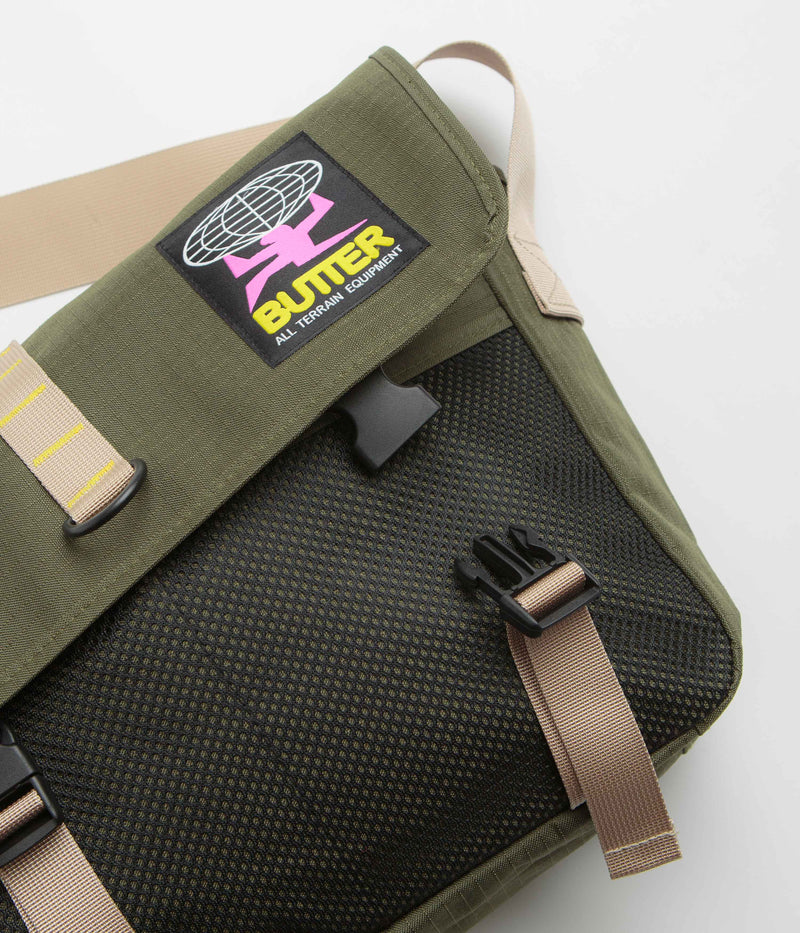 Butter Goods Commute Side Bag in Olive and Khaki Ripstop