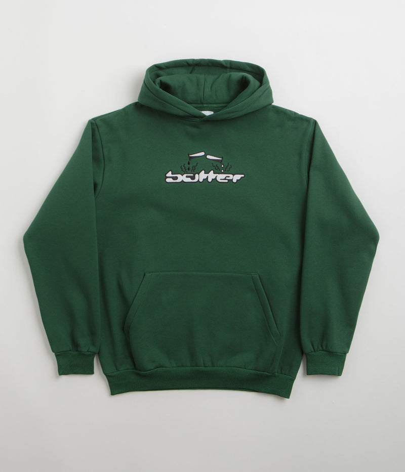 Butter Goods Corrosive Applique Hoodie in Forest Green