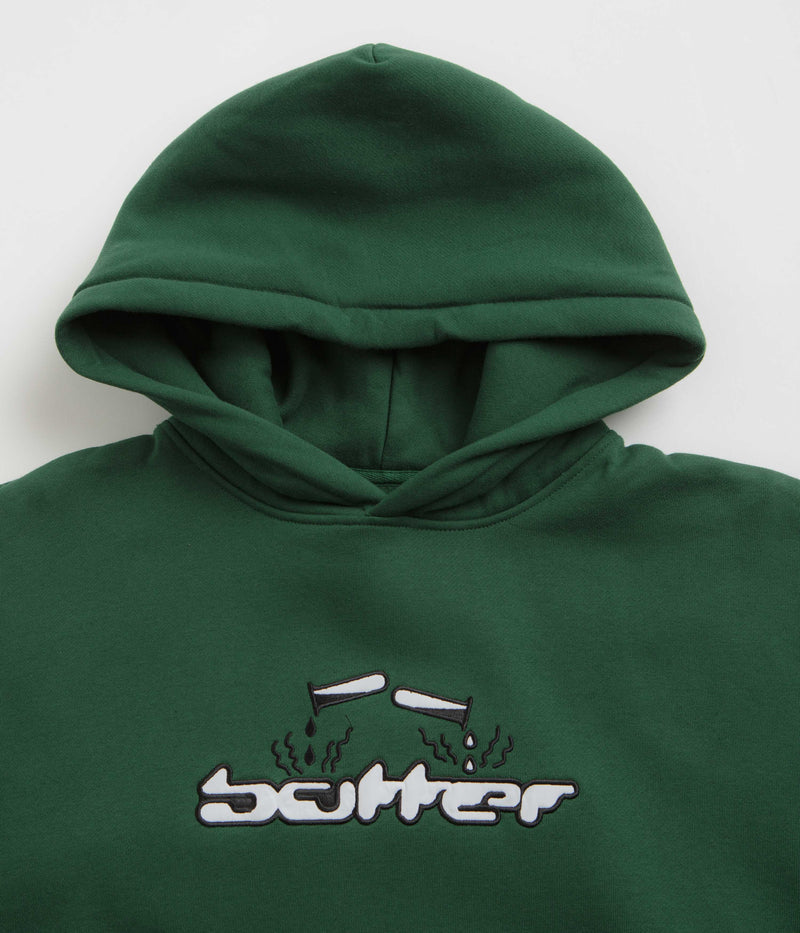Butter Goods Corrosive Applique Hoodie in Forest Green