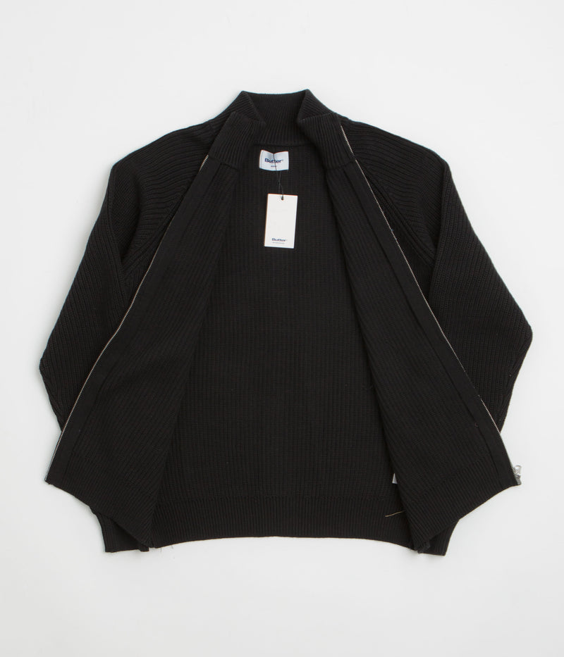 Butter Goods Dragon Zip-Thru Knit Sweatshirt in Black