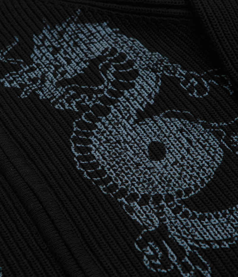 Butter Goods Dragon Zip-Thru Knit Sweatshirt in Black