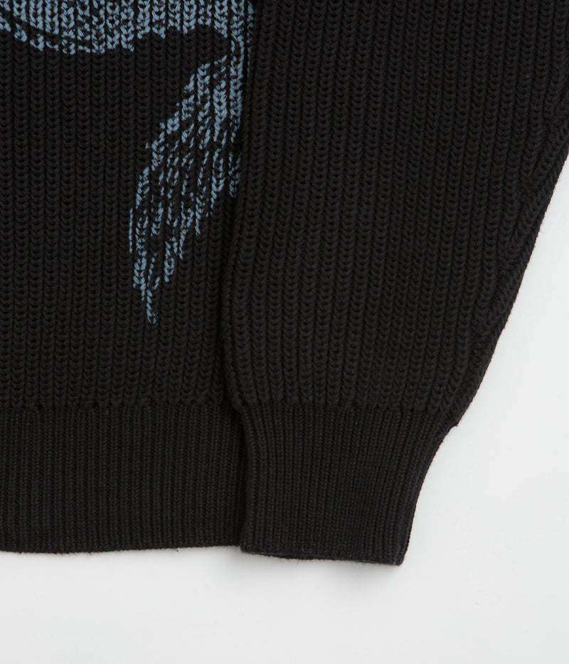 Butter Goods Dragon Zip-Thru Knit Sweatshirt in Black