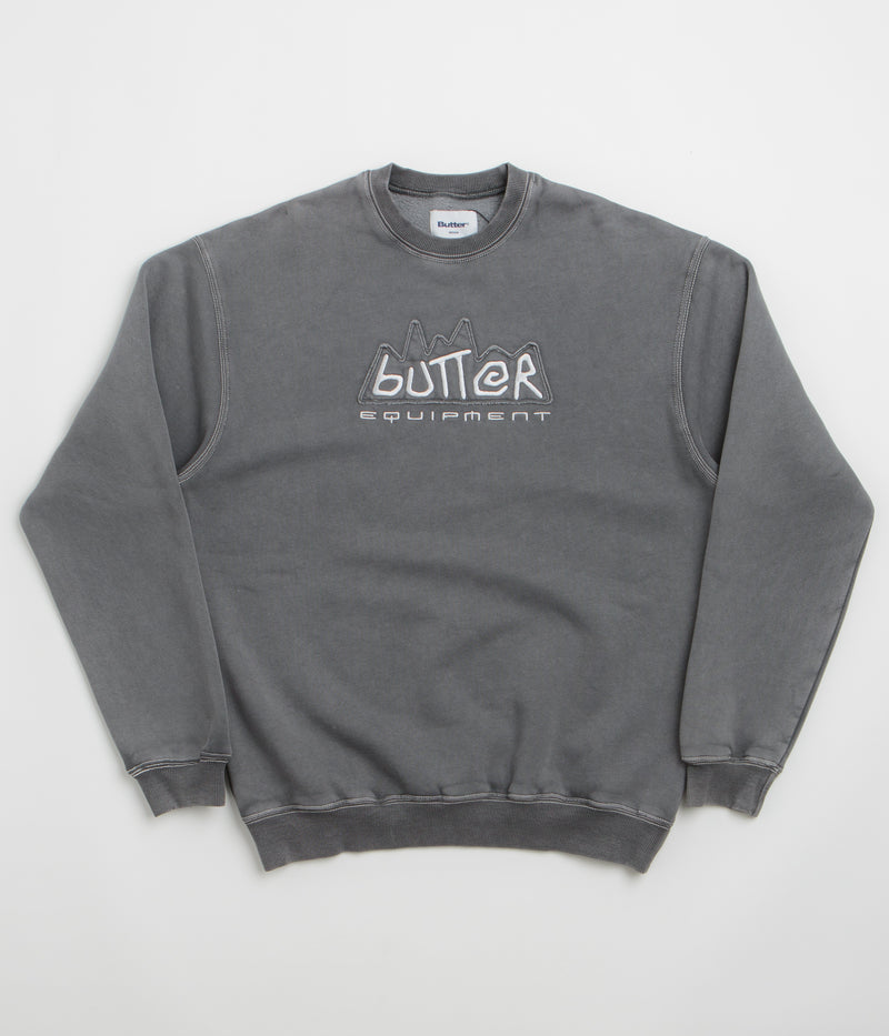 Butter Goods Equipment Applique Crewneck Sweatshirt in Washed Black