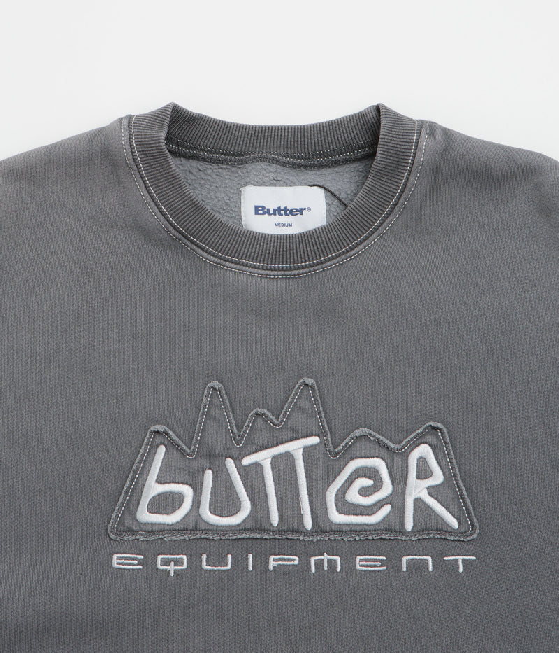 Butter Goods Equipment Applique Crewneck Sweatshirt in Washed Black