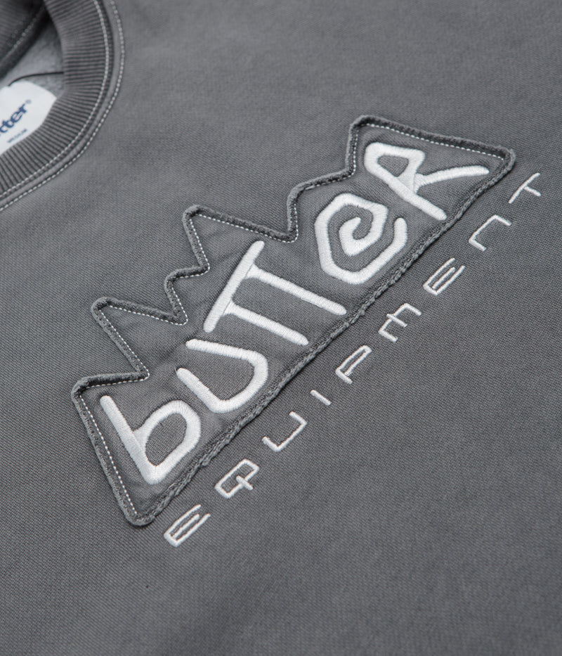 Butter Goods Equipment Applique Crewneck Sweatshirt in Washed Black