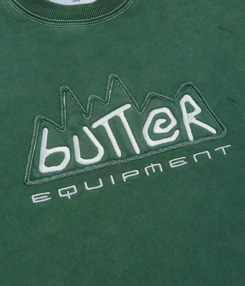 Butter Goods Equipment Applique Crewneck Sweatshirt in Washed Fern