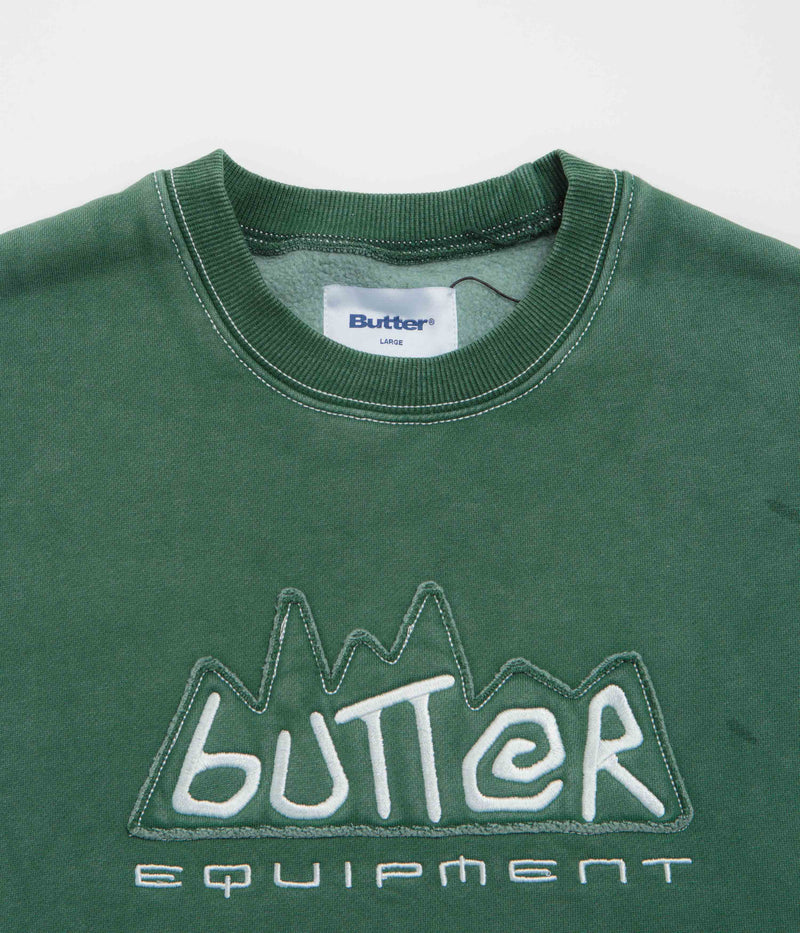 Butter Goods Equipment Applique Crewneck Sweatshirt in Washed Fern