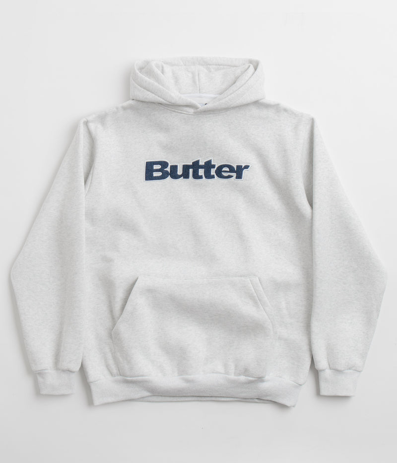 Butter Goods Logo Denim Applique Hoodie in Ash