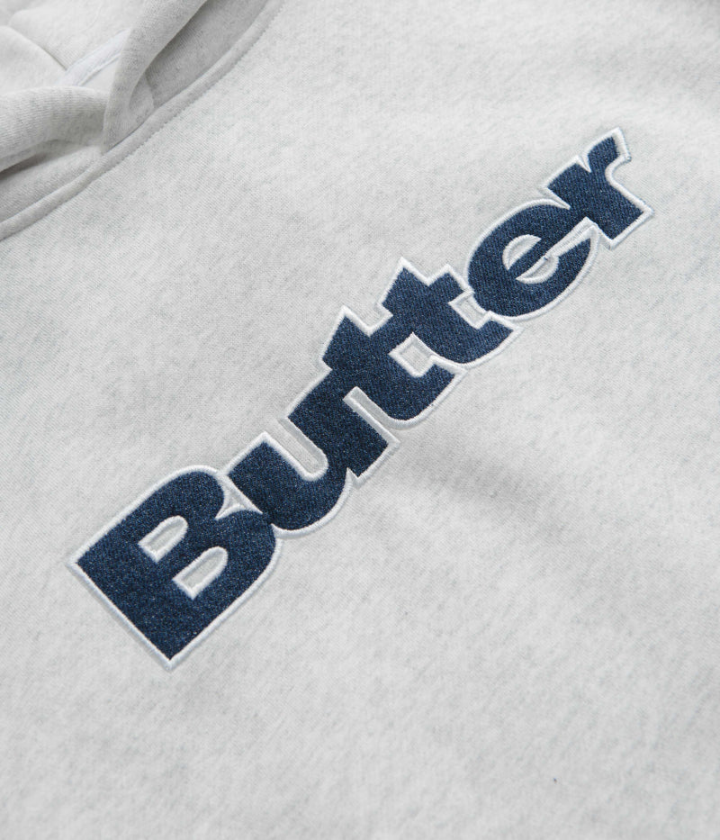 Butter Goods Logo Denim Applique Hoodie in Ash