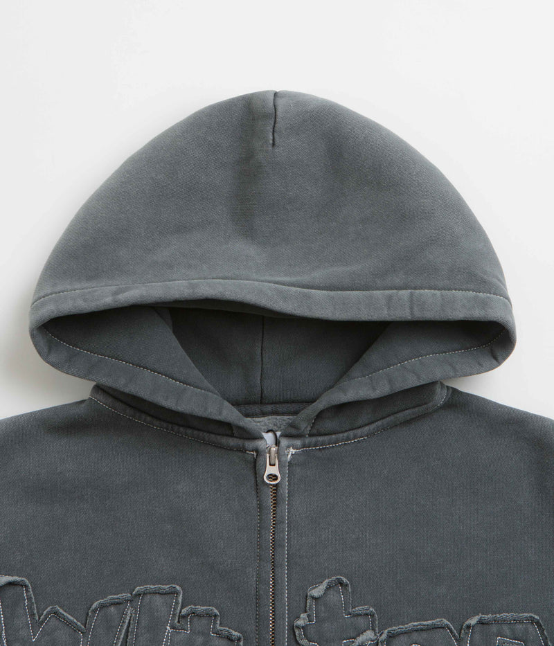 Butter Goods Mineral Wash Zip-Thru Hoodie in Charcoal