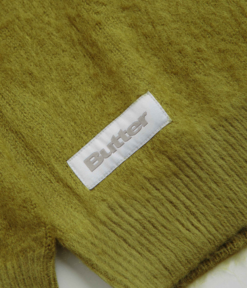 Butter Goods Mohair Button Up Knitted Shirt in Moss