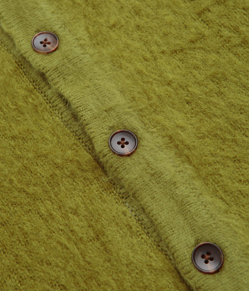 Butter Goods Mohair Button Up Knitted Shirt in Moss