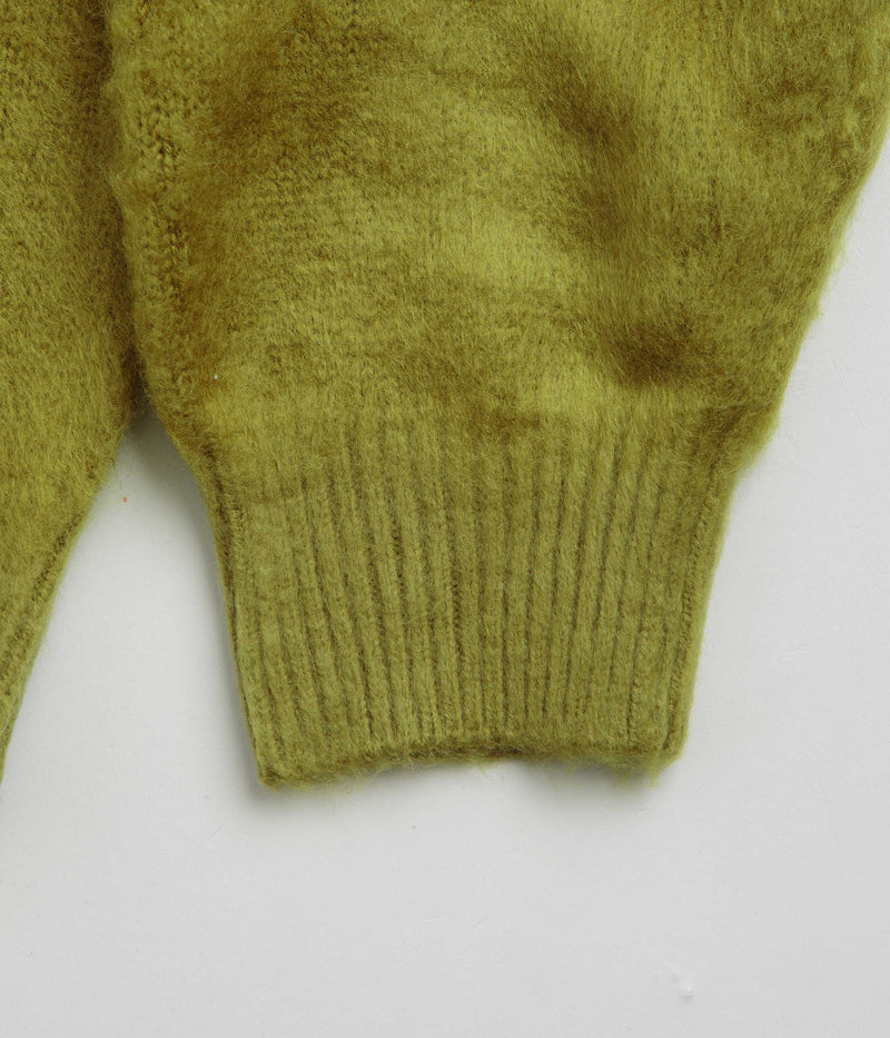 Butter Goods Mohair Button Up Knitted Shirt in Moss