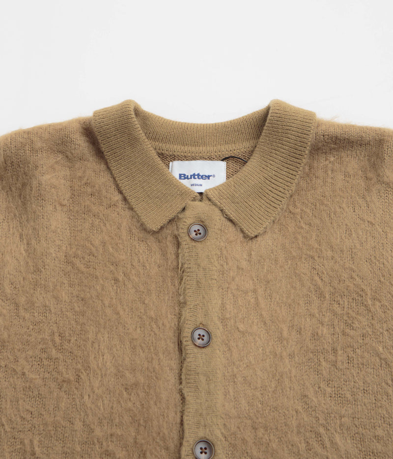 Butter Goods Mohair Button Up Knitted Shirt in Tan