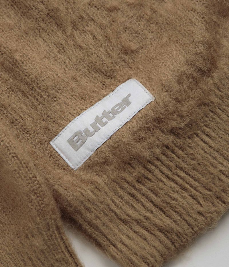Butter Goods Mohair Button Up Knitted Shirt in Tan