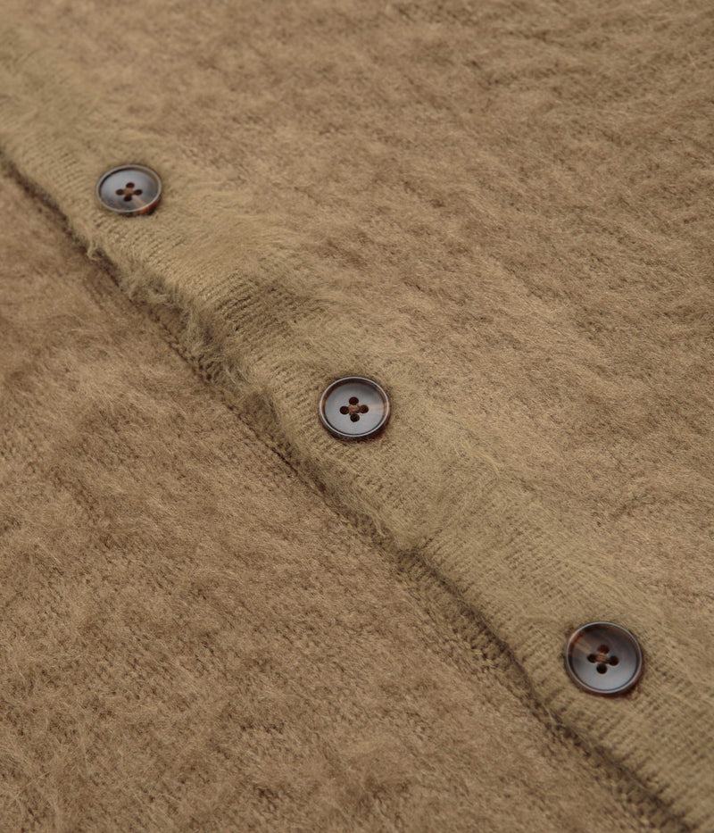 Butter Goods Mohair Button Up Knitted Shirt in Tan