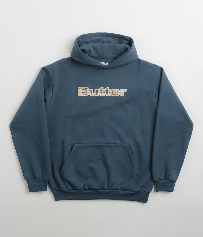 Butter Goods Plaid Applique Hoodie in Slate Blue