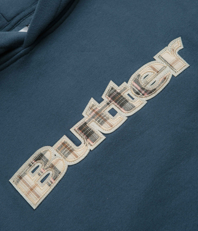 Butter Goods Plaid Applique Hoodie in Slate Blue