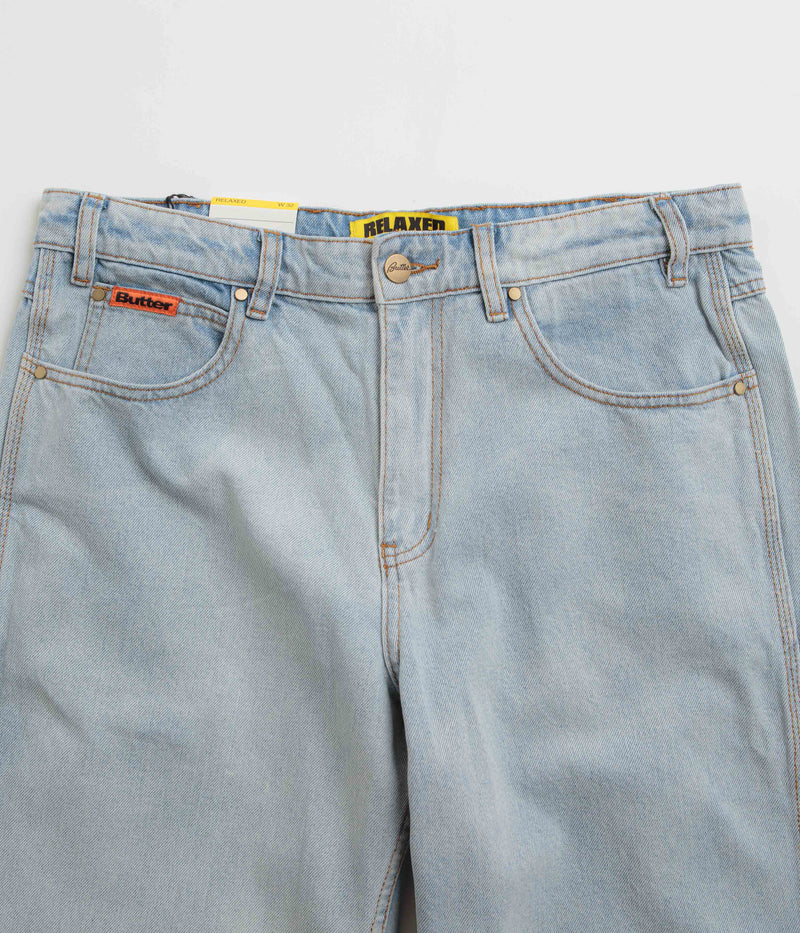 Butter Goods Relaxed Jeans in Light Blue and Orange