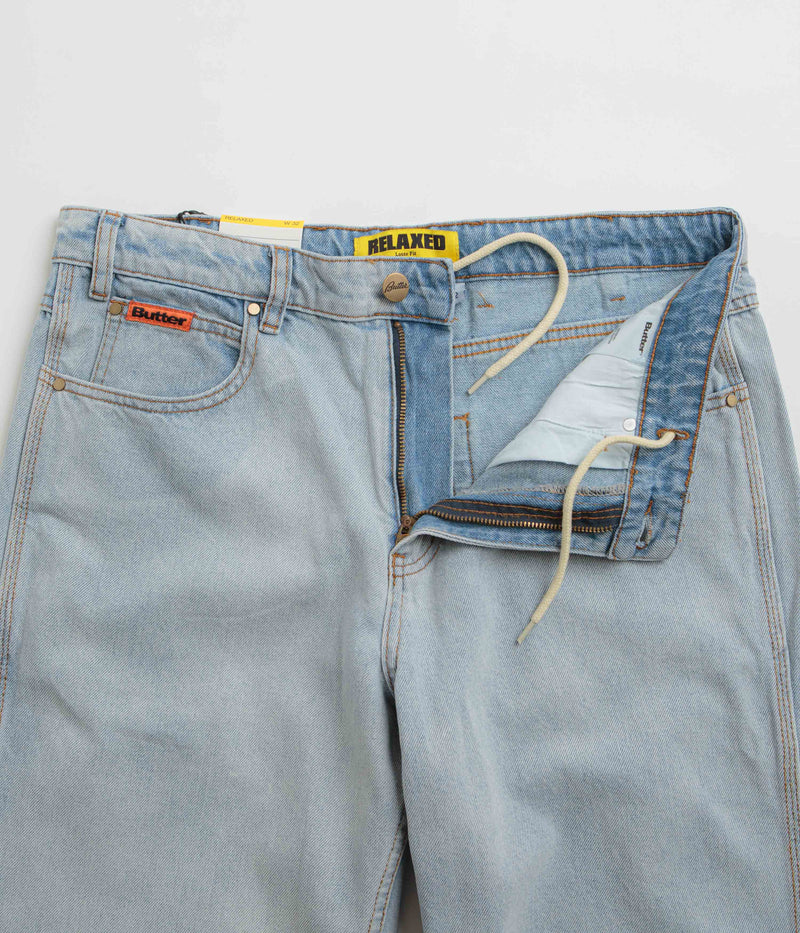 Butter Goods Relaxed Jeans in Light Blue and Orange