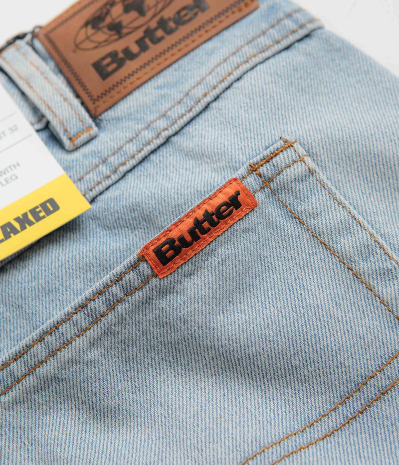 Butter Goods Relaxed Jeans in Light Blue and Orange