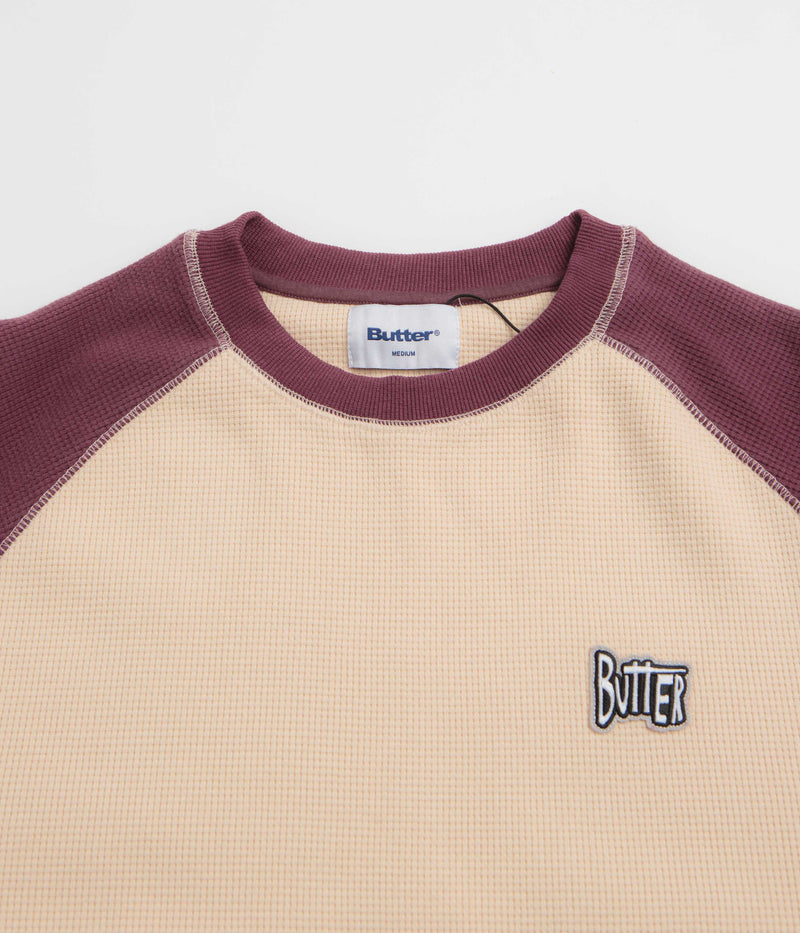 Butter Goods Sketch Waffle Crewneck Sweatshirt in Cream and Red