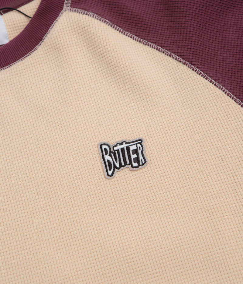 Butter Goods Sketch Waffle Crewneck Sweatshirt in Cream and Red