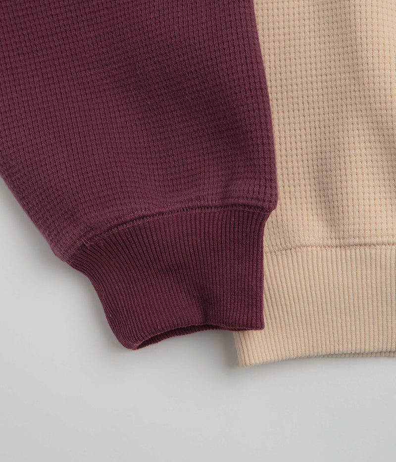 Butter Goods Sketch Waffle Crewneck Sweatshirt in Cream and Red