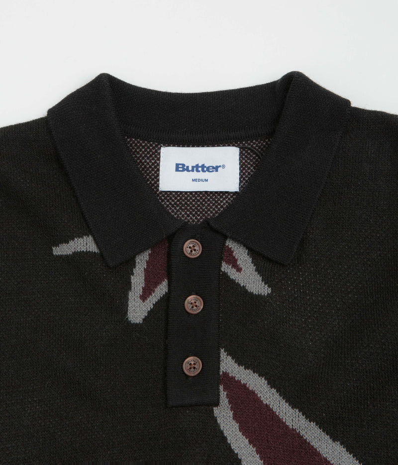 Butter Goods Star Polo Knit Sweatshirt in Black