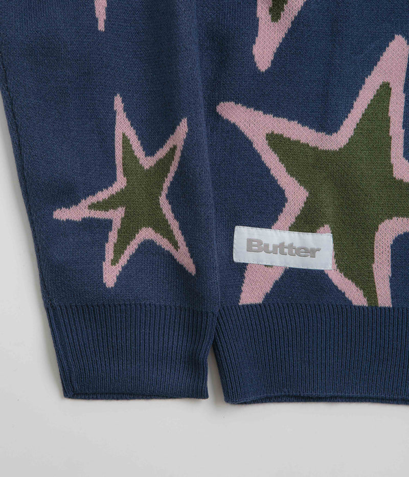 Butter Goods Star Polo Knit Sweatshirt in Prussian