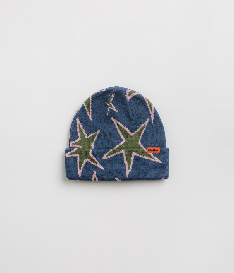 Butter Goods Stars Cuff Beanie in Prussian