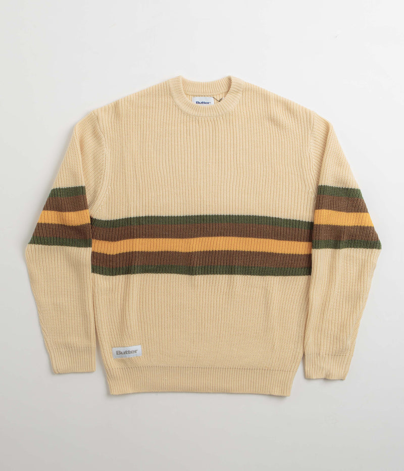 Butter Goods Stripe Knitted Sweatshirt in Cream