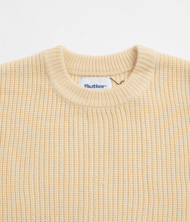 Butter Goods Stripe Knitted Sweatshirt in Cream