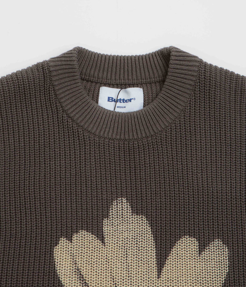 Butter Goods Sunflower Knit Sweatshirt in Charcoal