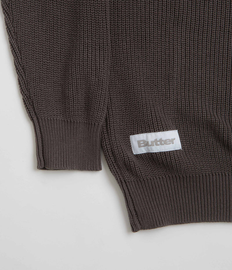 Butter Goods Sunflower Knit Sweatshirt in Charcoal