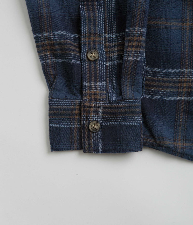 Butter Goods Swirl Plaid Shirt in Navy and White