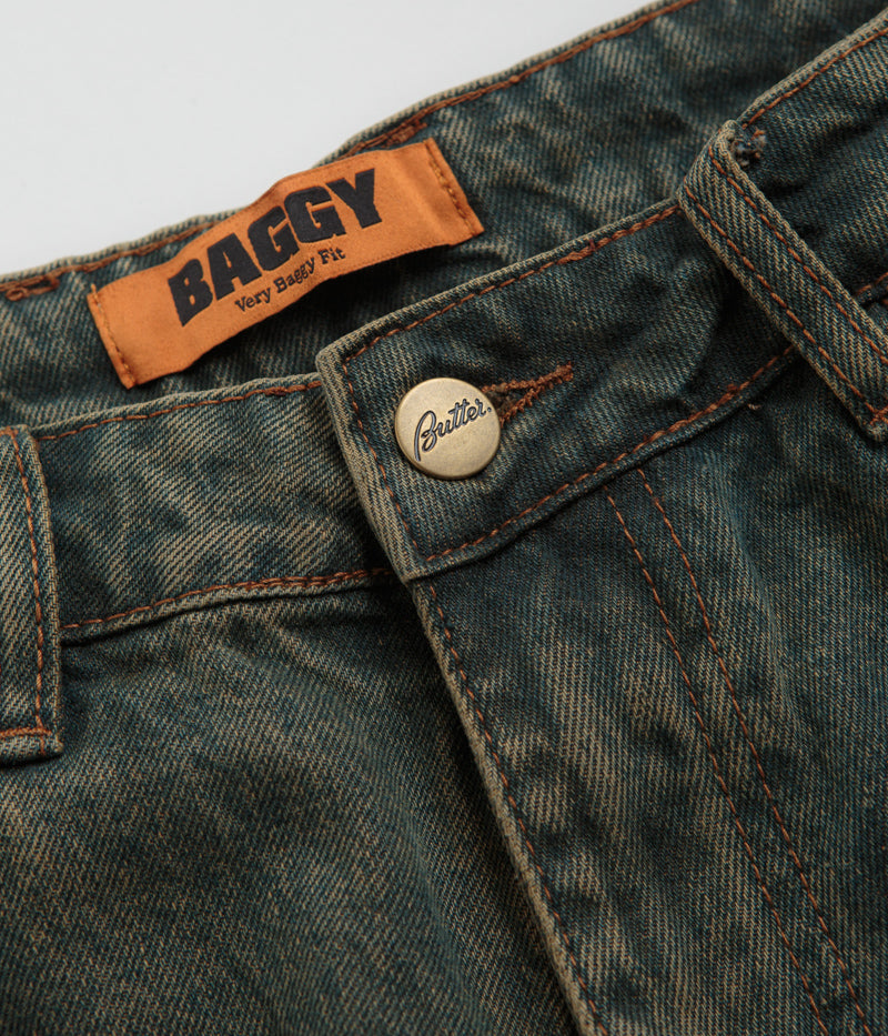 Butter Goods Warped Jeans in Dirty Wash Indigo