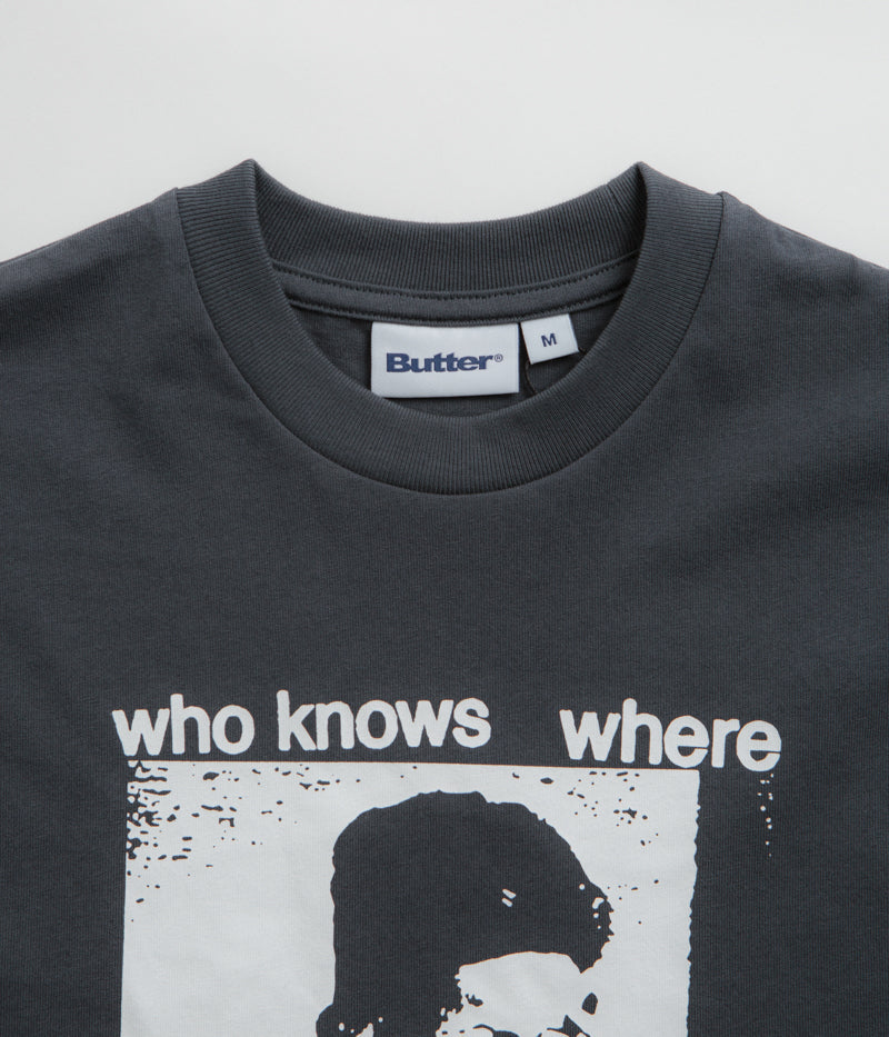 Butter Goods Who Knows T-Shirt in Charcoal