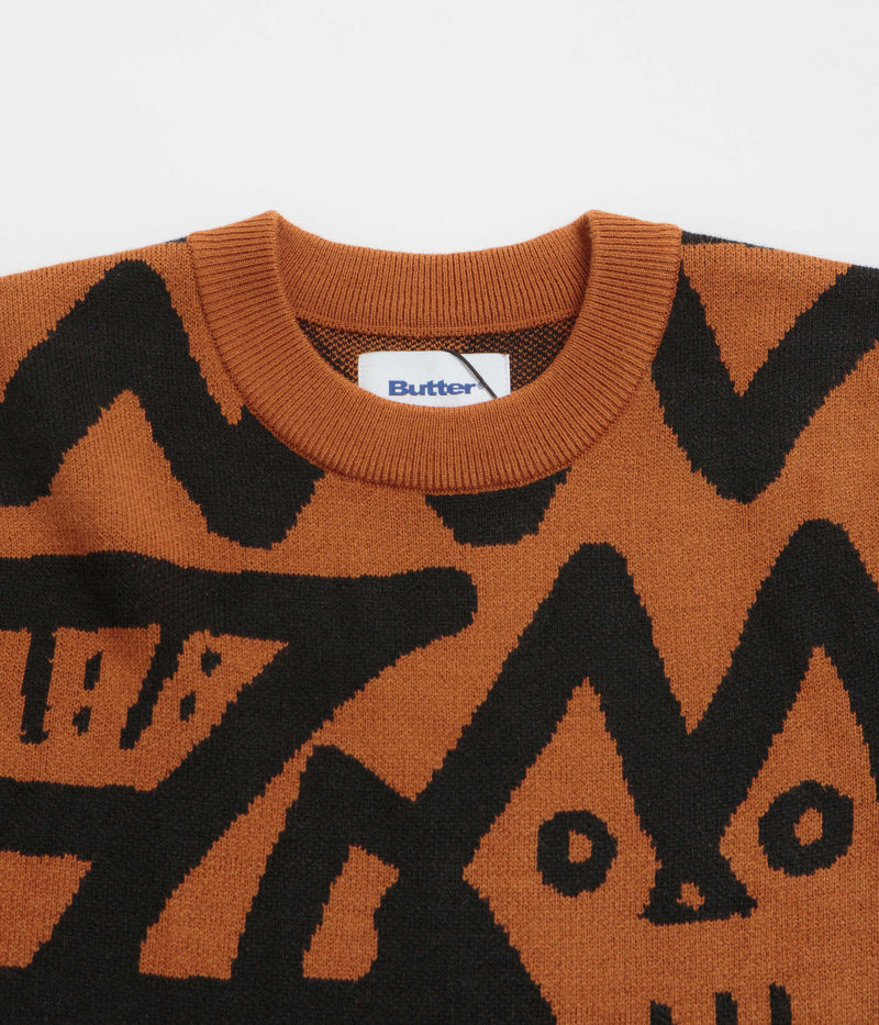 Butter Goods x Blue Note Afro Cuban Knitted Sweatshirt in Rust