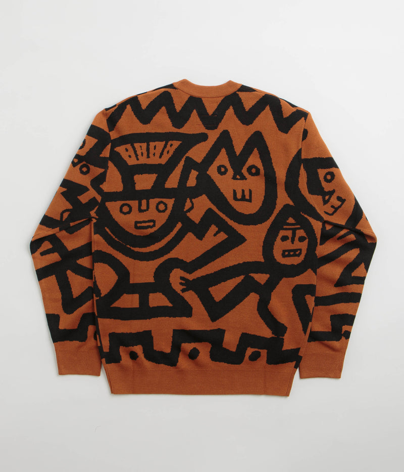 Butter Goods x Blue Note Afro Cuban Knitted Sweatshirt in Rust