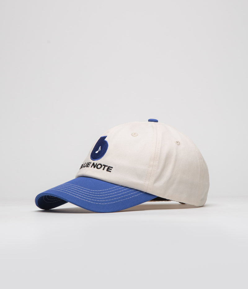 Butter Goods x Blue Note Finest Logo Cap in Natural and Royal Blue