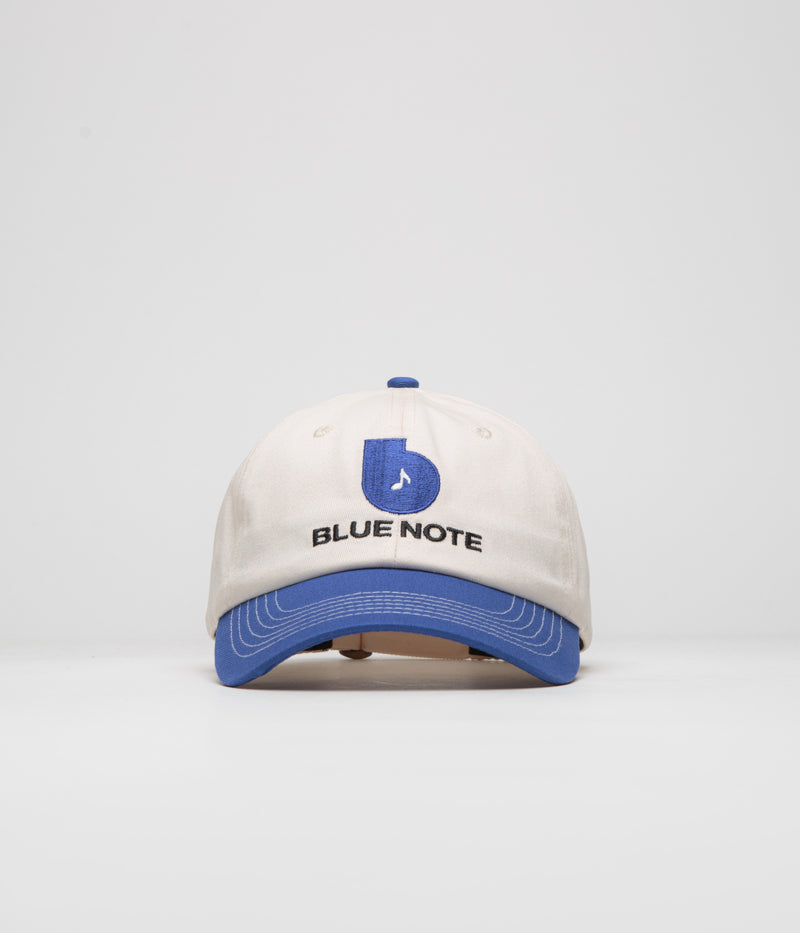 Butter Goods x Blue Note Finest Logo Cap in Natural and Royal Blue